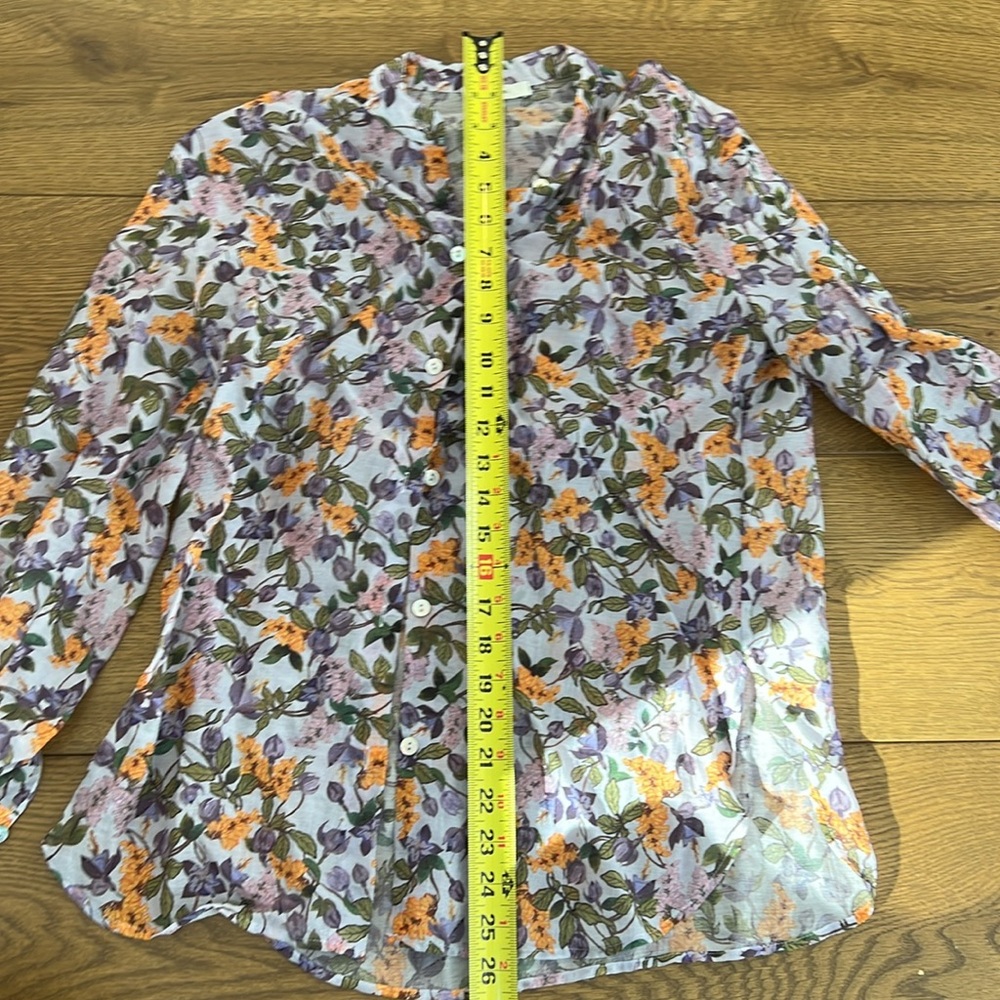 Vince Floral Women's Top - Purple and Orange - size XS - Picture 3 of 5